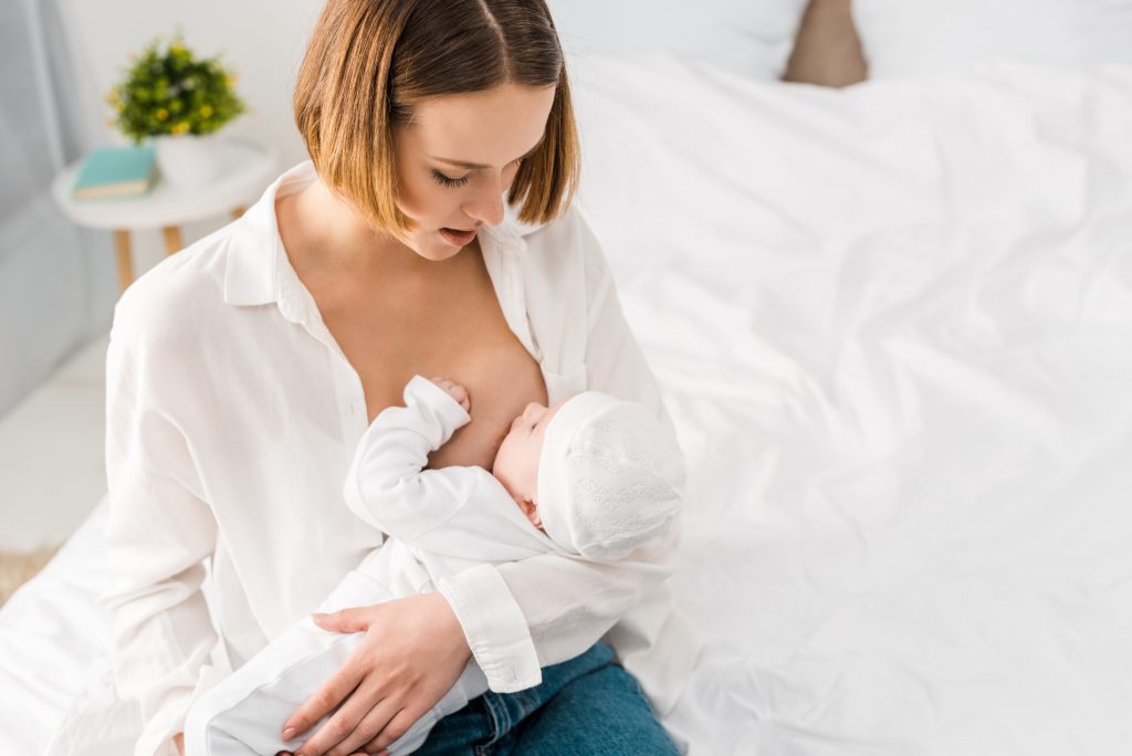 Woman breastfeeding her baby